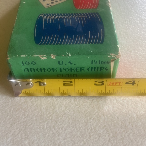 Vintage set of 100 red white & blue composite/clay poker chips in original box - Picture 8 of 8